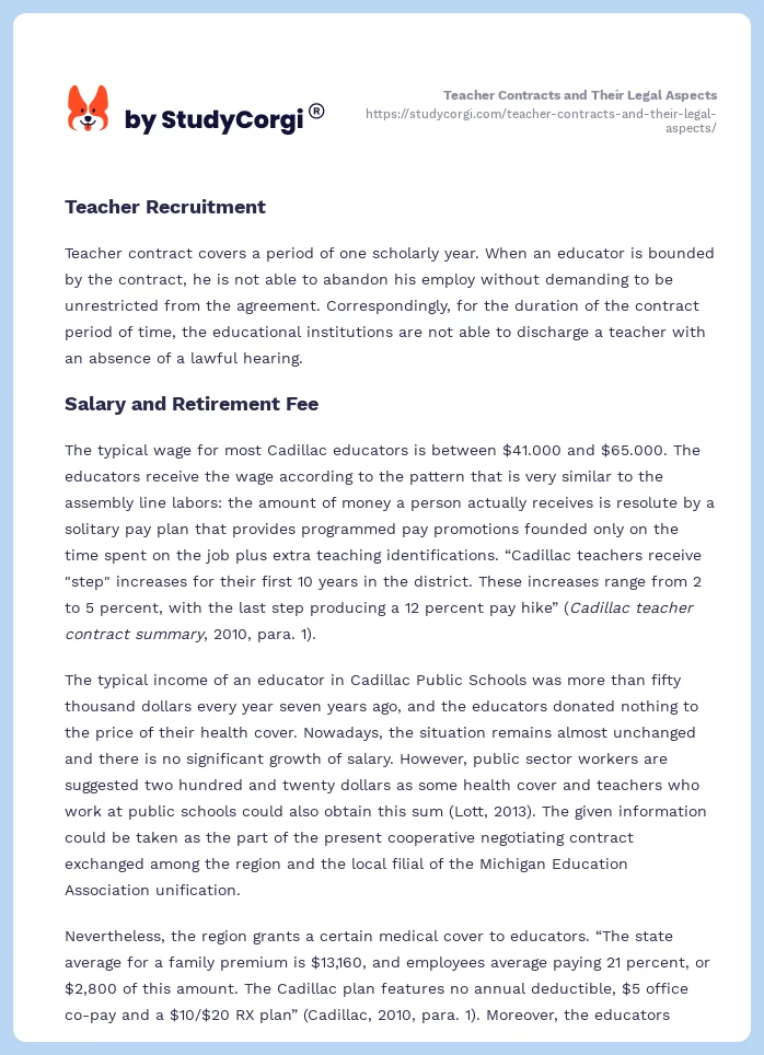 Teacher Contracts and Their Legal Aspects. Page 2