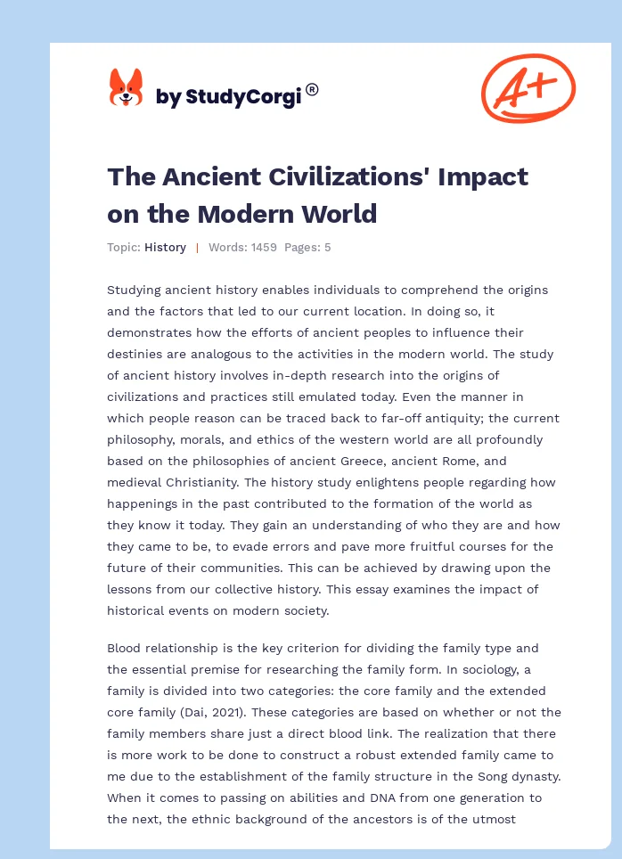 The Ancient Civilizations' Impact on the Modern World. Page 1