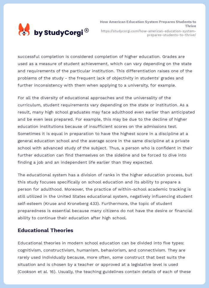 How American Education System Prepares Students to Thrive. Page 2