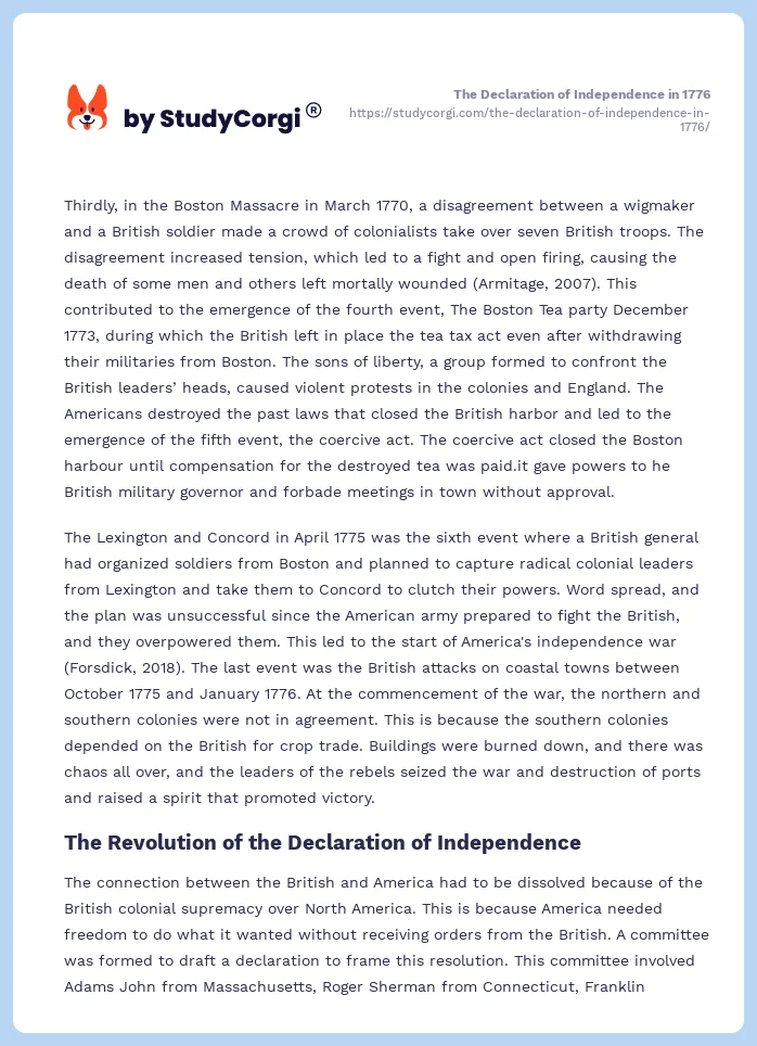 The Declaration of Independence in 1776. Page 2