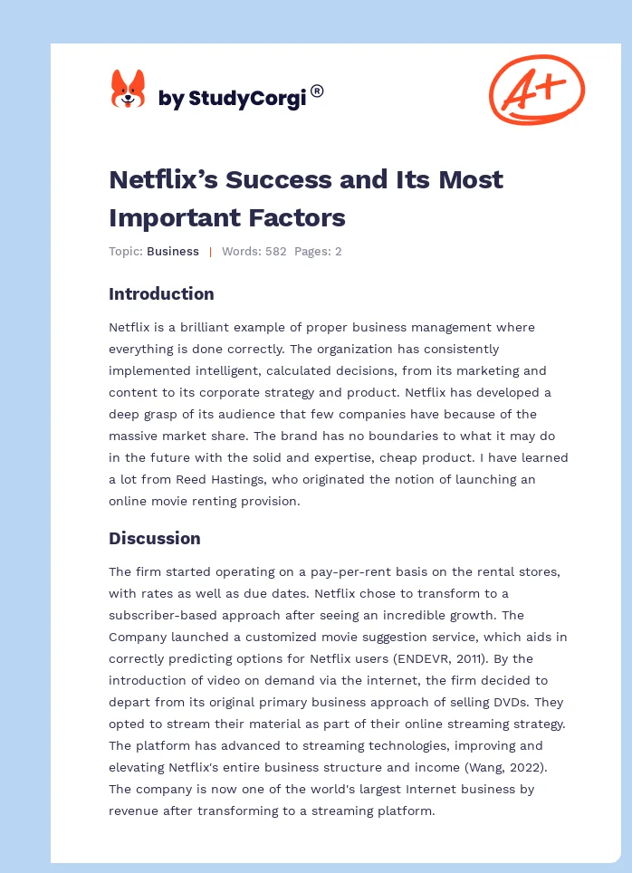 Netflix’s Success and Its Most Important Factors. Page 1