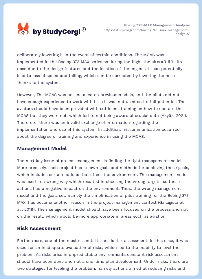 Boeing 373-MAX Management Analysis. Page 2