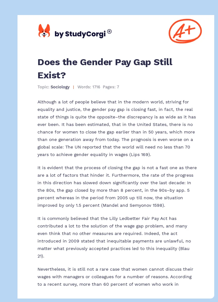 Does the Gender Pay Gap Still Exist?. Page 1