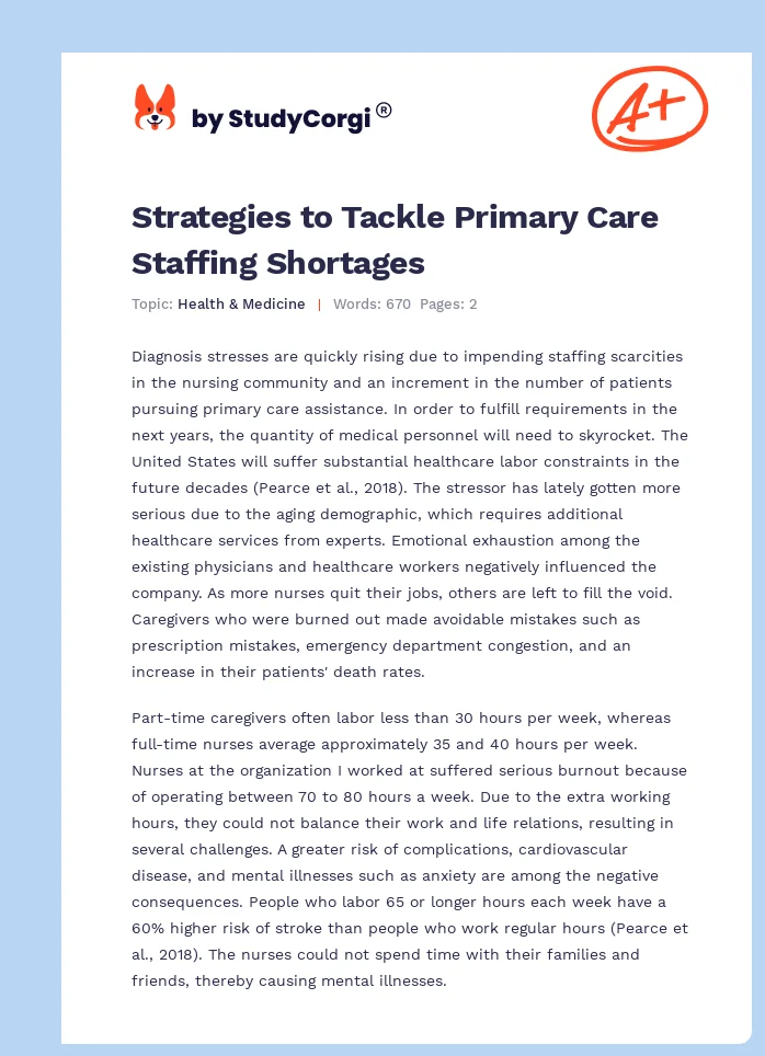 Strategies to Tackle Primary Care Staffing Shortages. Page 1