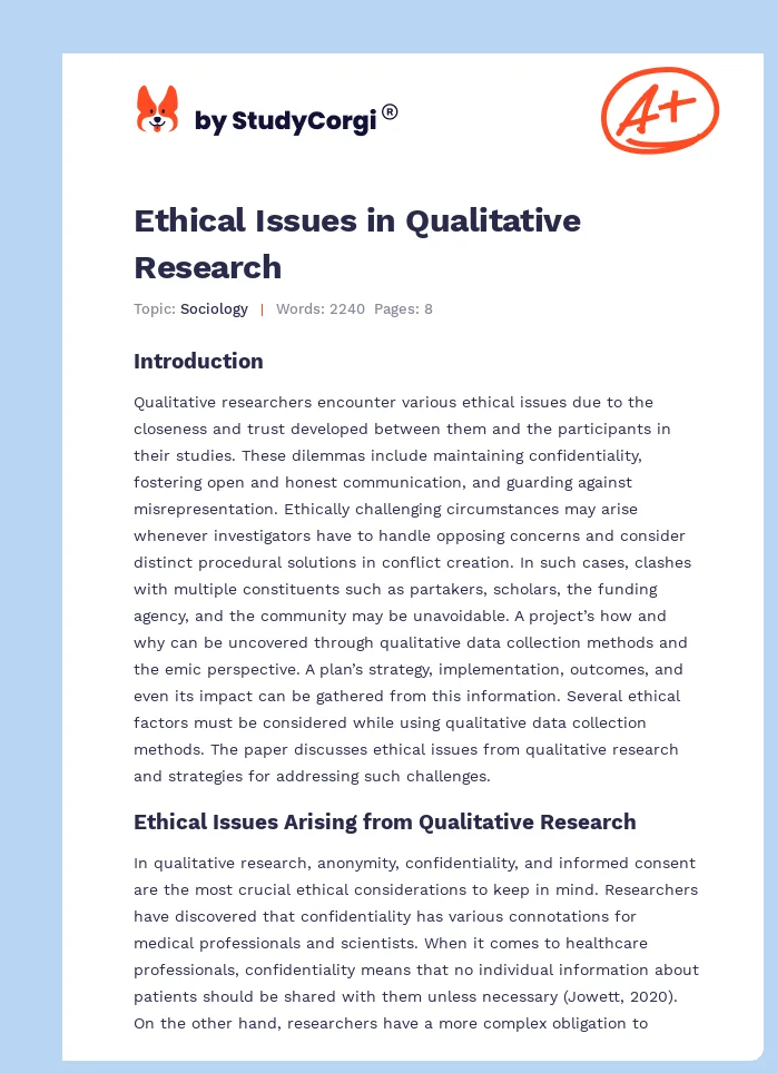 Ethical Issues in Qualitative Research. Page 1
