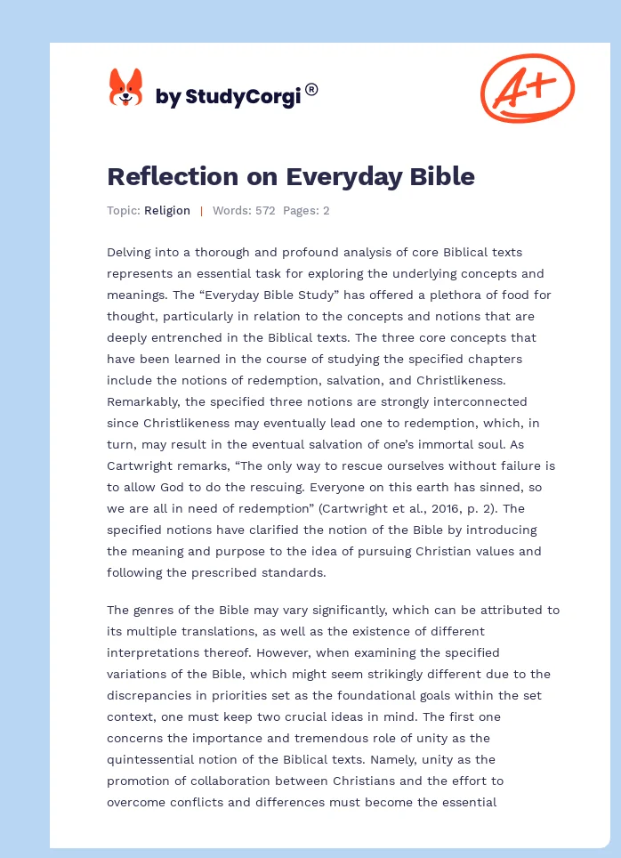 Reflection on Everyday Bible. Page 1