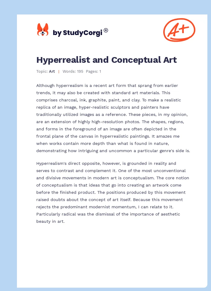 Hyperrealist and Conceptual Art. Page 1