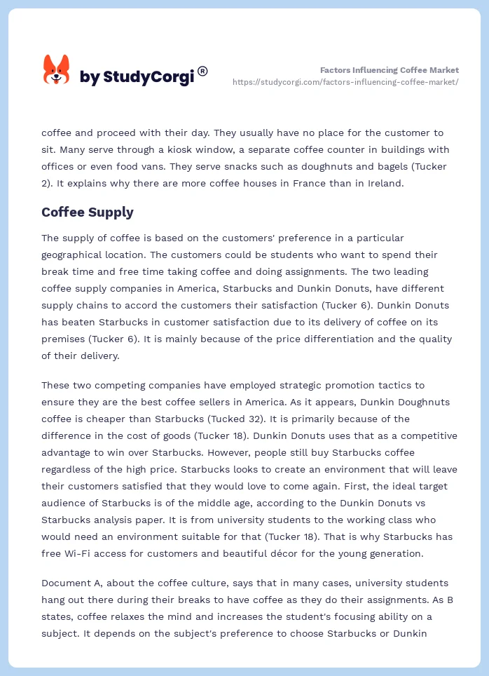 Factors Influencing Coffee Market. Page 2