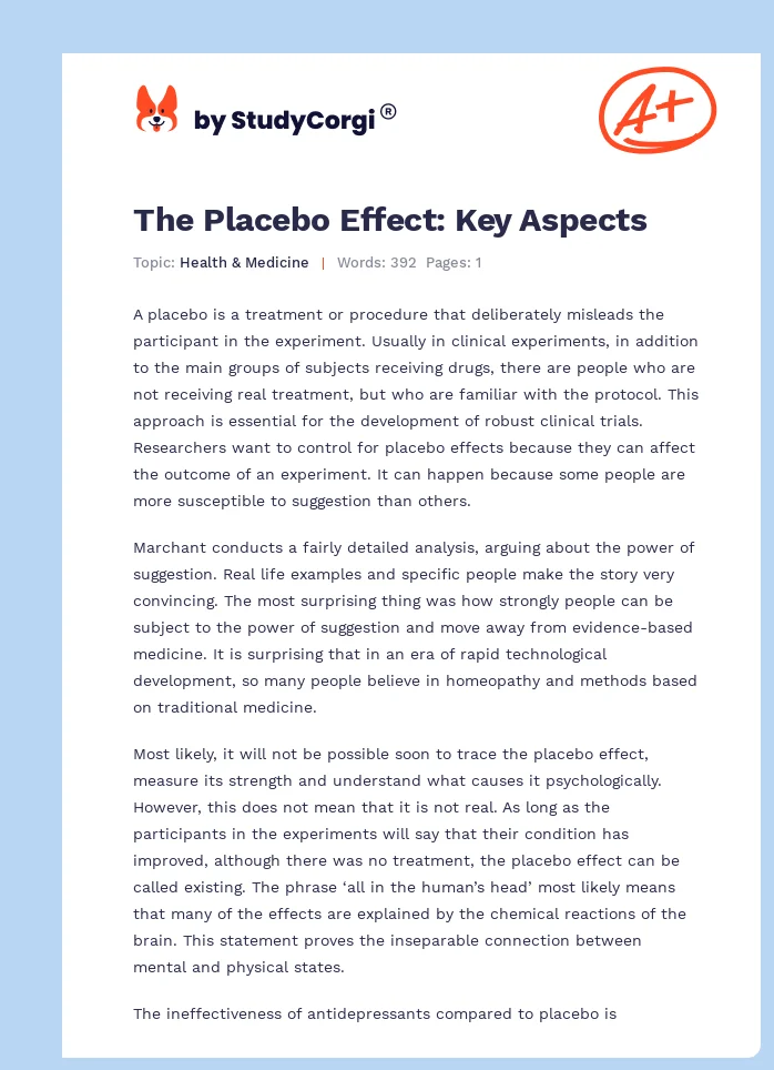 The Placebo Effect: Key Aspects. Page 1