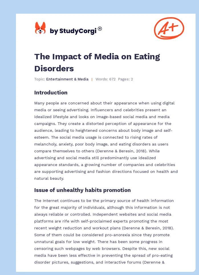 The Impact of Media on Eating Disorders. Page 1