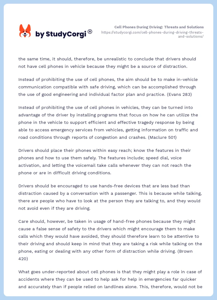 Cell Phones During Driving: Threats and Solutions. Page 2
