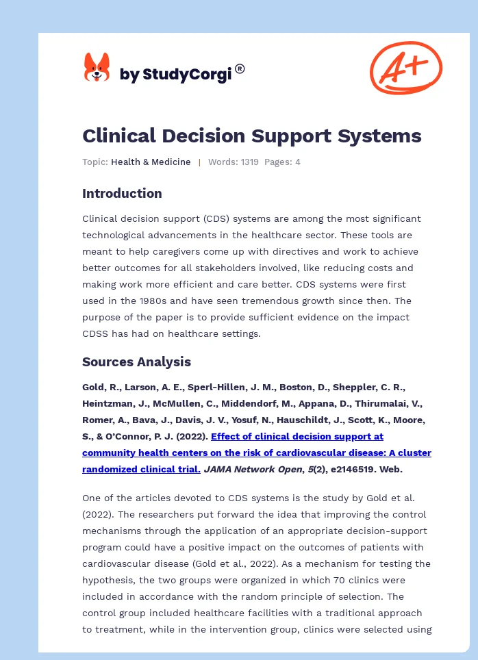 Clinical Decision Support Systems. Page 1