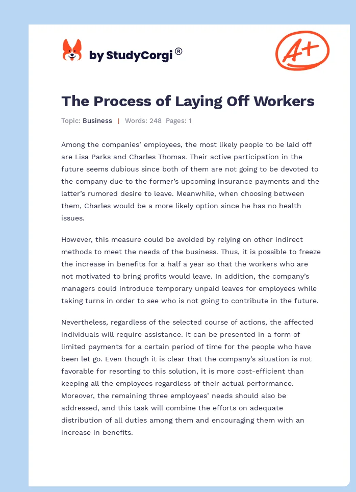 The Process of Laying Off Workers. Page 1