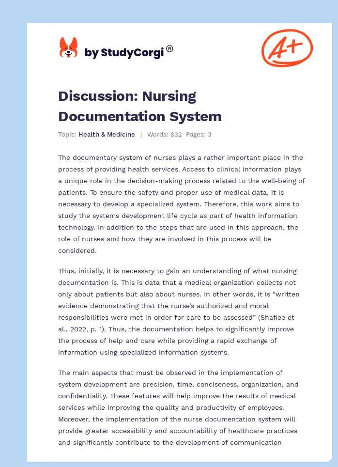Discussion: Nursing Documentation System. Page 1