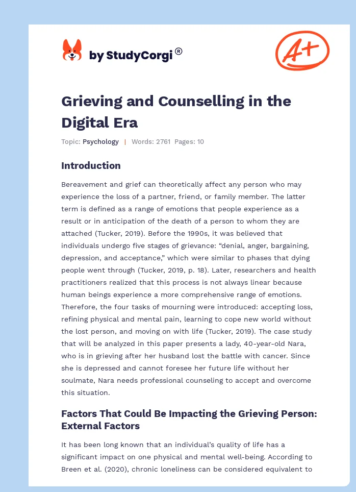 Grieving and Counselling in the Digital Era. Page 1