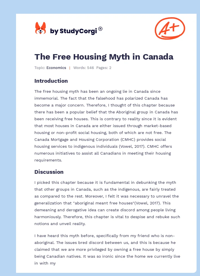 The Free Housing Myth in Canada. Page 1