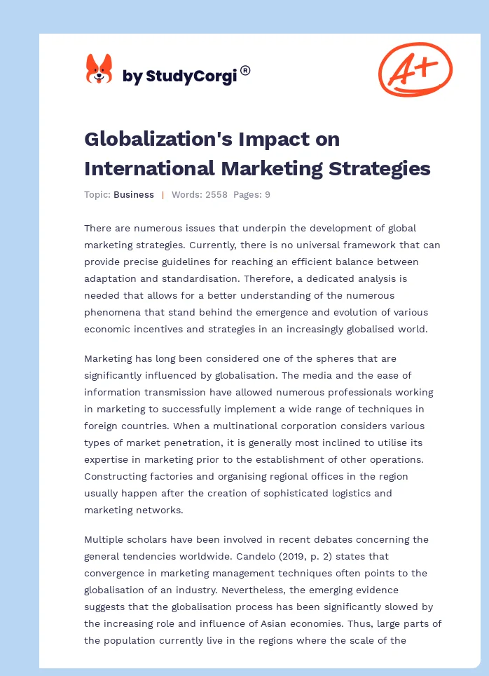 Globalization's Impact on International Marketing Strategies. Page 1