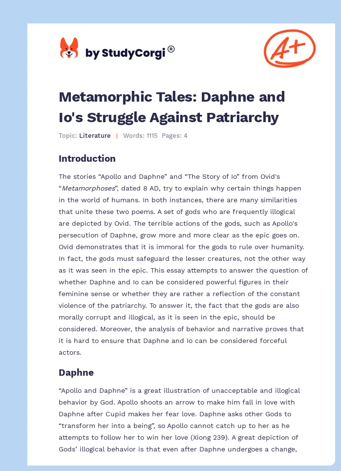 Metamorphic Tales: Daphne and Io's Struggle Against Patriarchy. Page 1