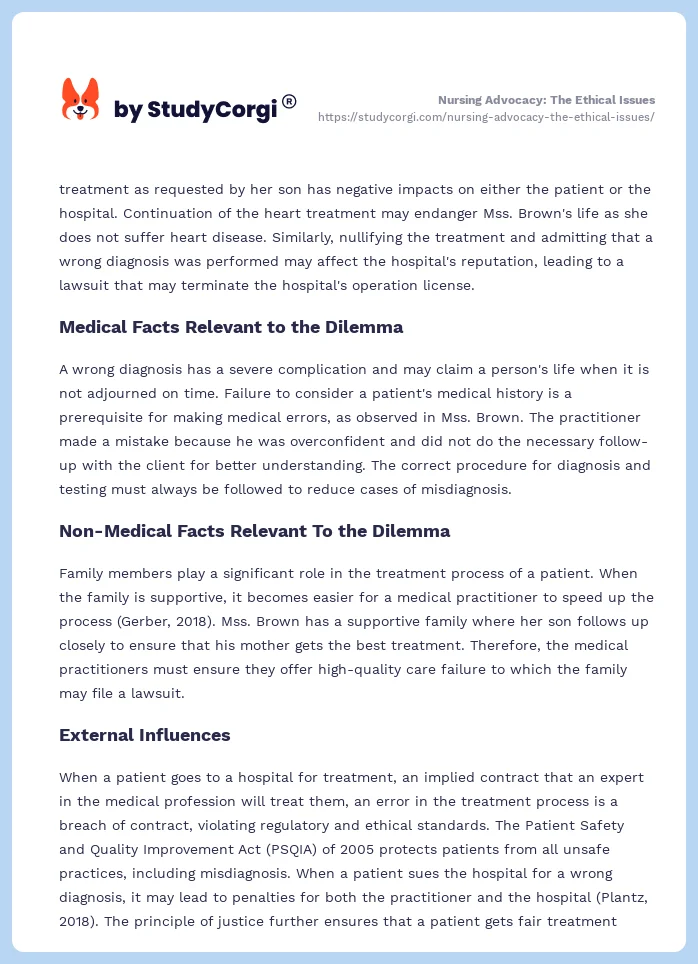Nursing Advocacy: The Ethical Issues. Page 2