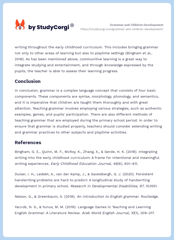 Grammar and Children Development. Page 2
