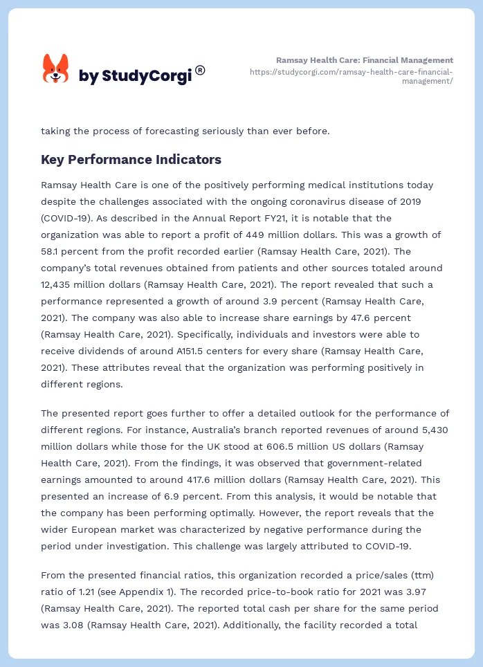 Ramsay Health Care: Financial Management. Page 2
