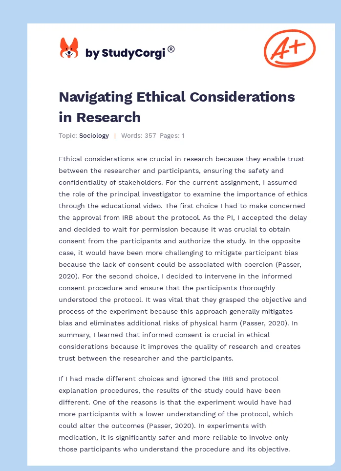 Navigating Ethical Considerations in Research. Page 1