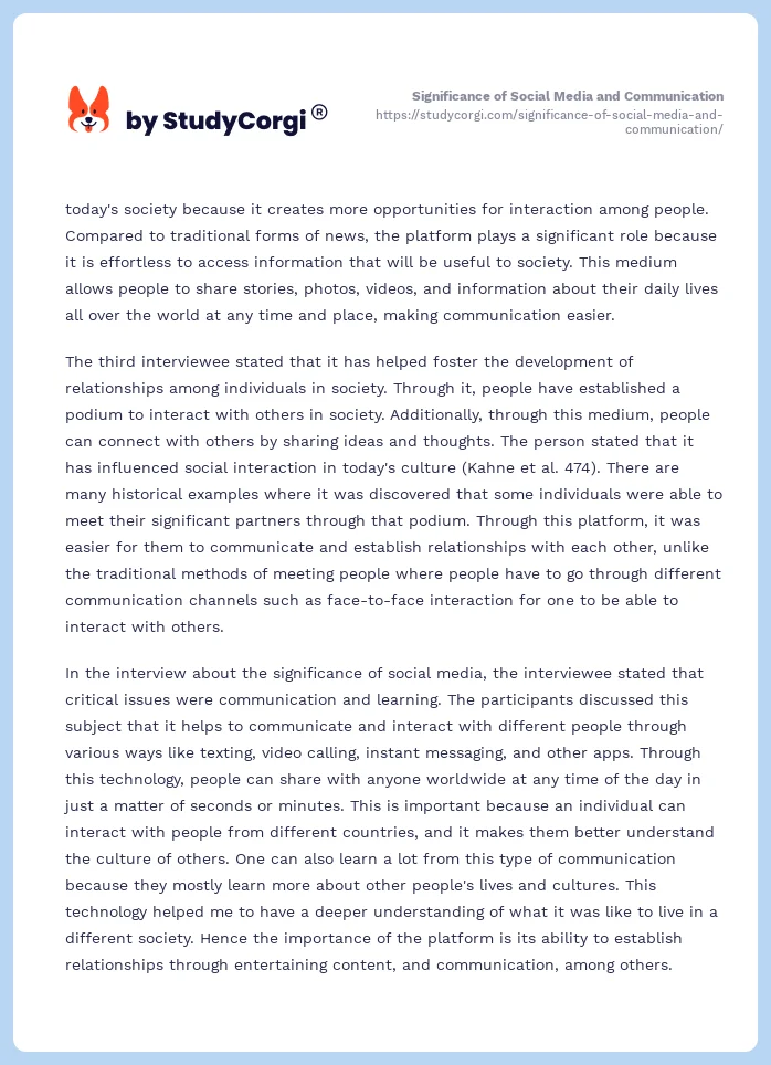 Significance of Social Media and Communication. Page 2