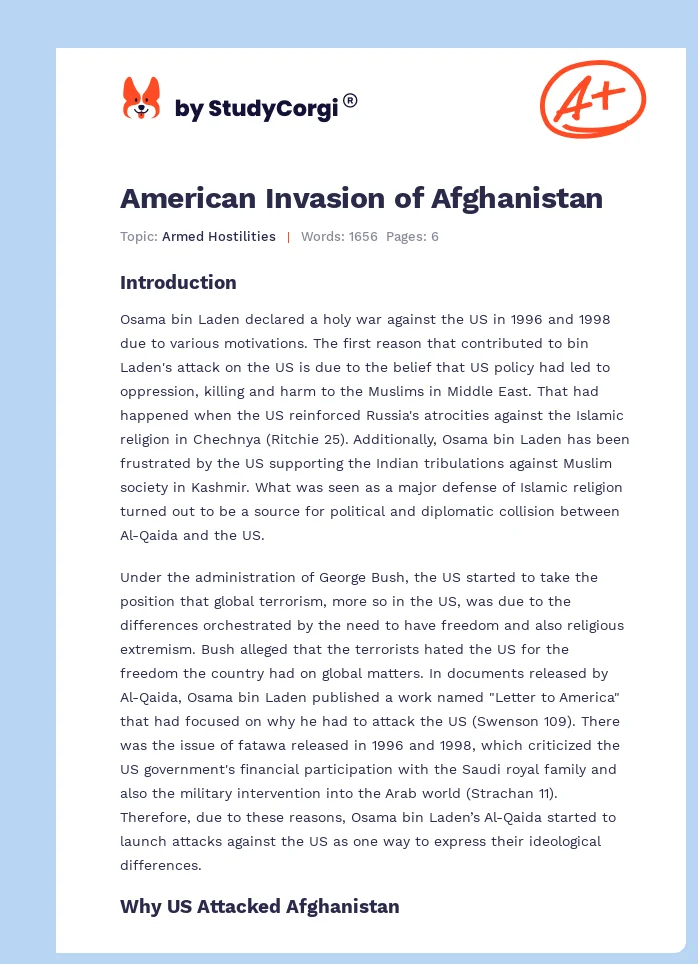 American Invasion of Afghanistan. Page 1