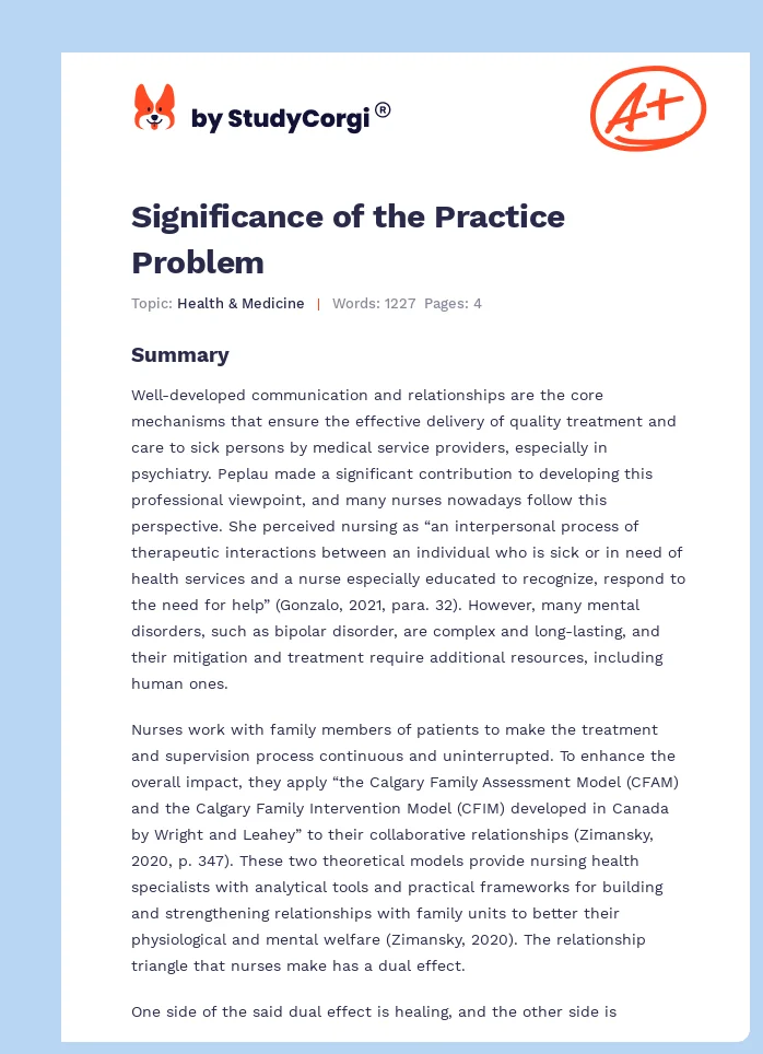 Significance of the Practice Problem. Page 1