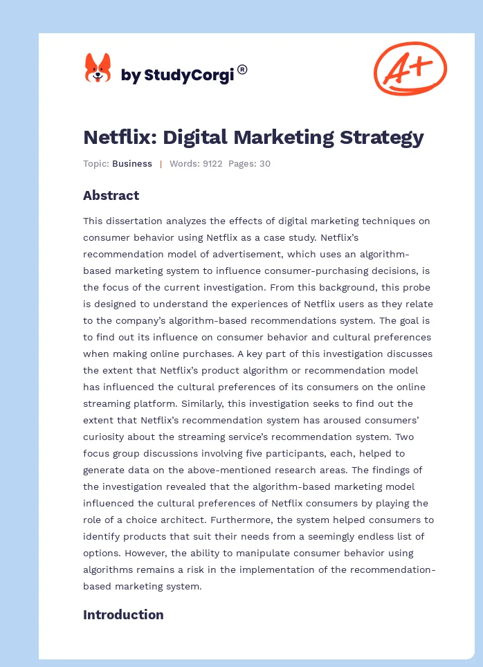 Netflix: Digital Marketing Strategy. Page 1