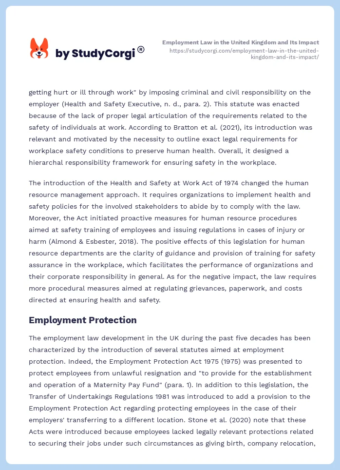 Employment Law in the United Kingdom and Its Impact. Page 2