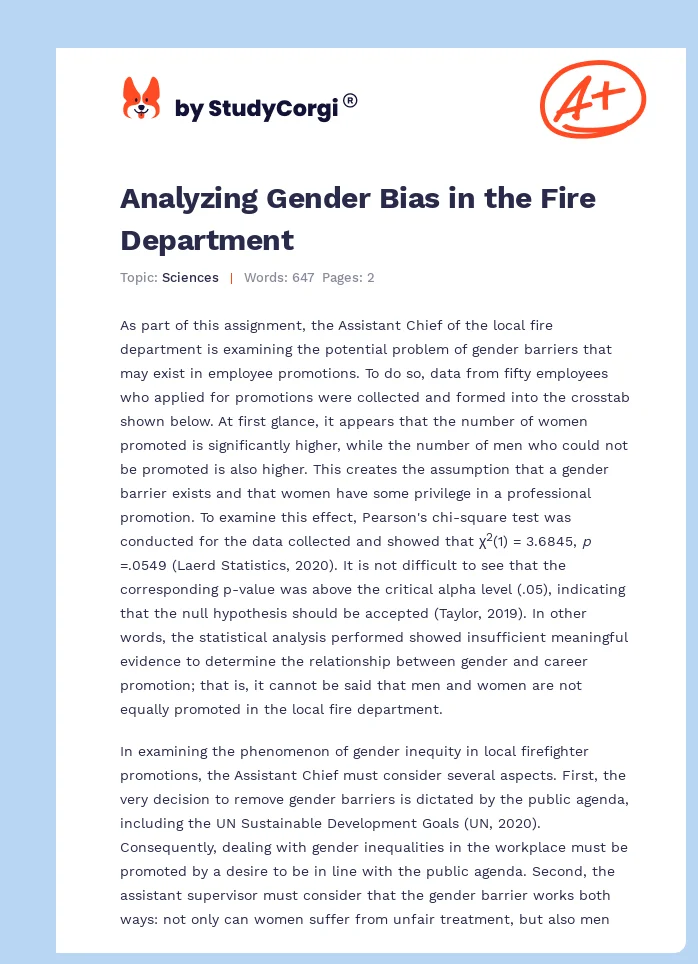 Analyzing Gender Bias in the Fire Department. Page 1