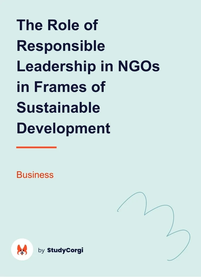 The Role of Responsible Leadership in NGOs in Frames of Sustainable Development. Page 1