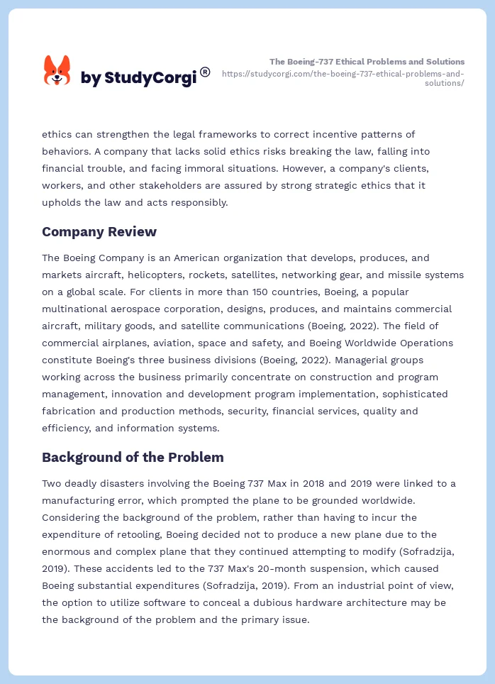 The Boeing-737 Ethical Problems and Solutions. Page 2