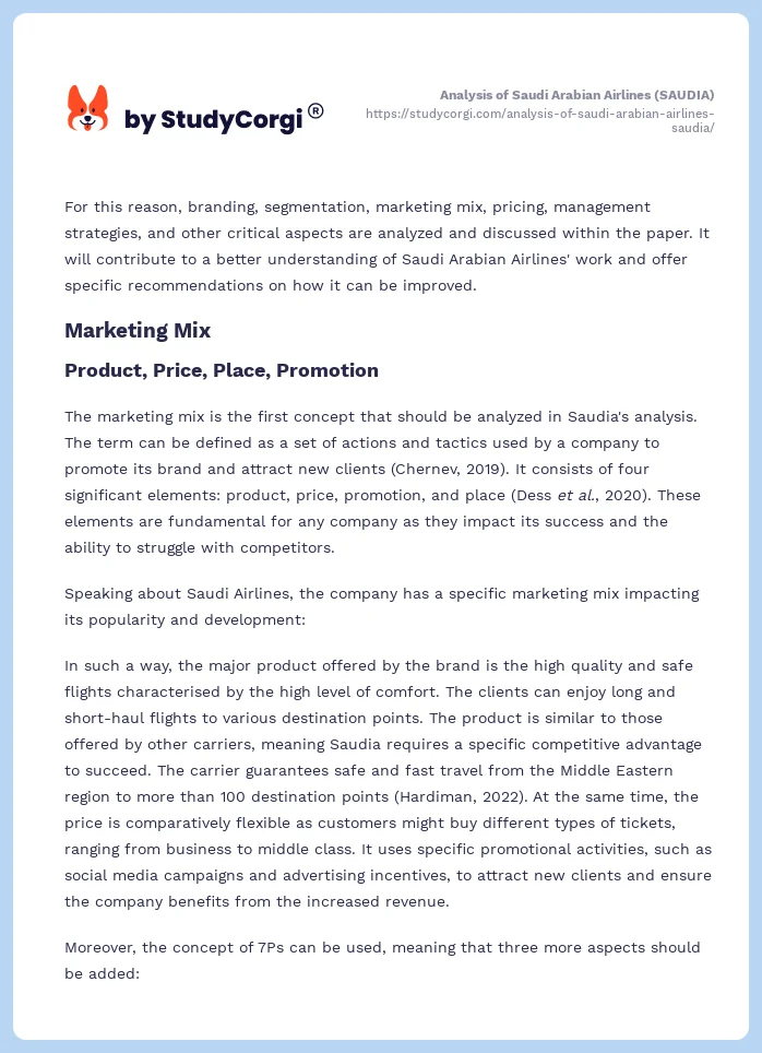 Analysis of Saudi Arabian Airlines (SAUDIA). Page 2