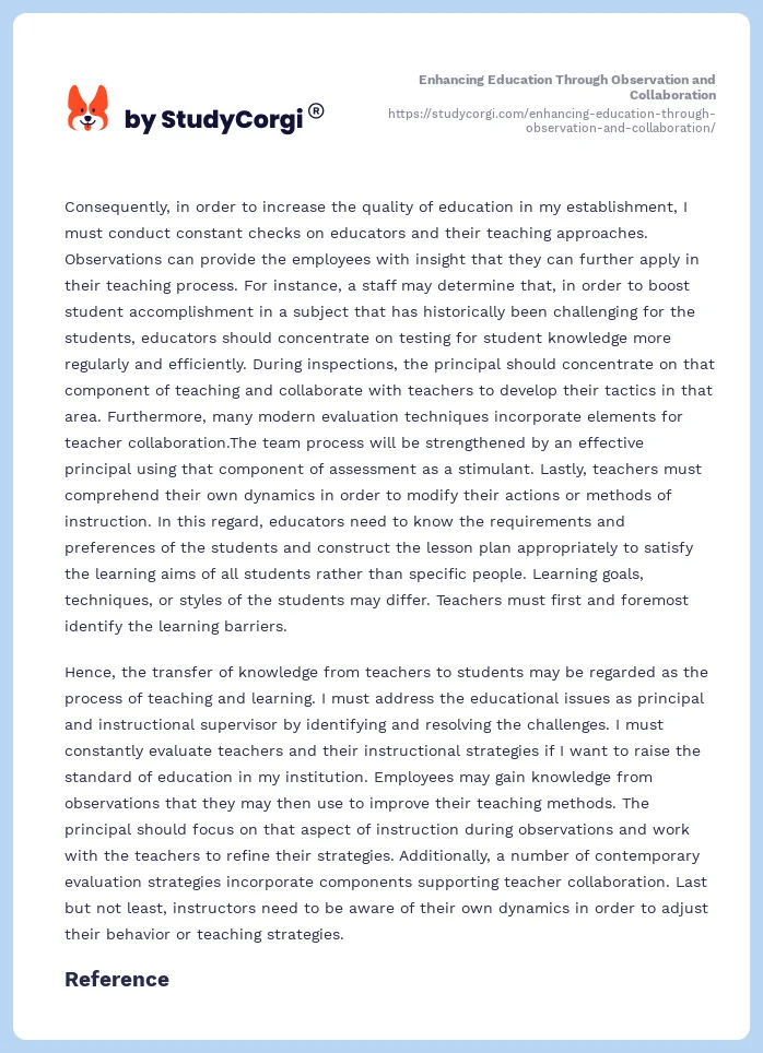 Enhancing Education Through Observation and Collaboration. Page 2