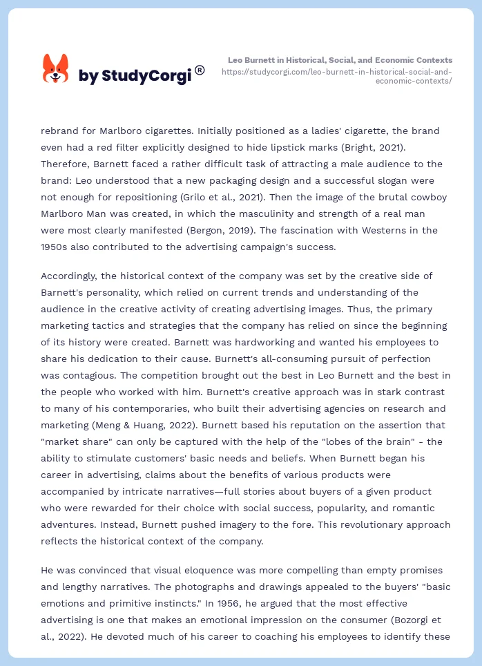 Leo Burnett in Historical, Social, and Economic Contexts. Page 2