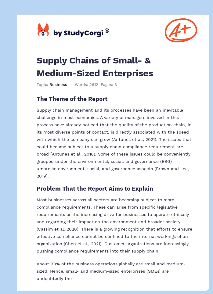 Supply Chains of Small- & Medium-Sized Enterprises. Page 1