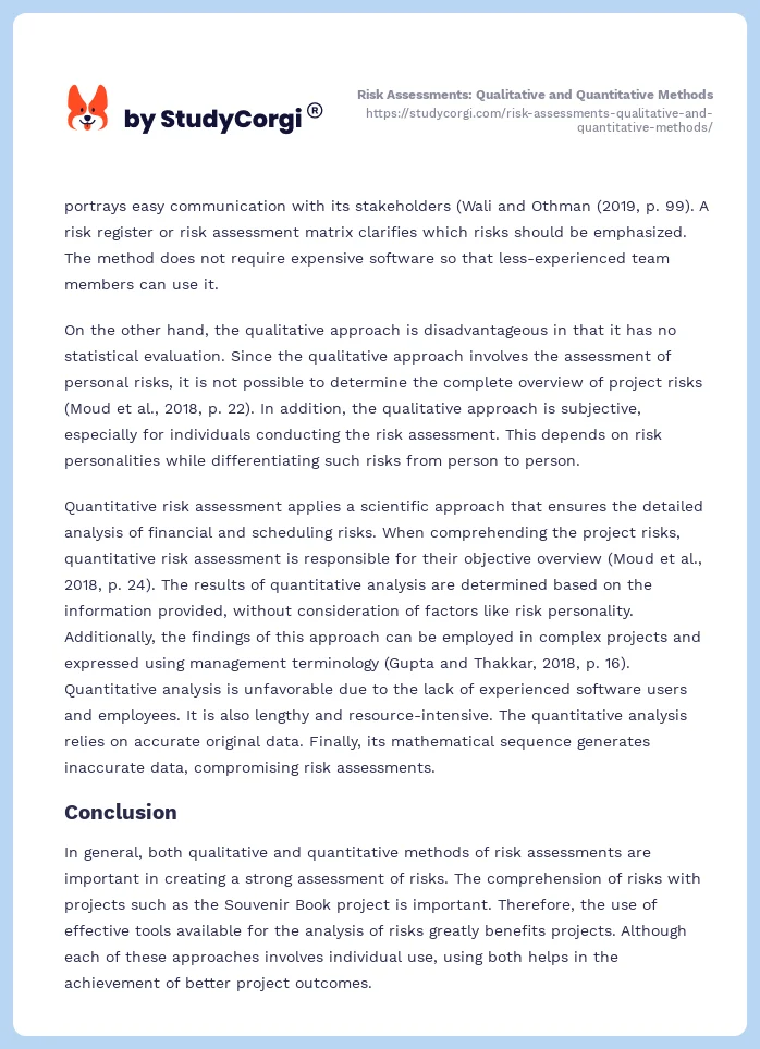 Risk Assessments: Qualitative and Quantitative Methods. Page 2