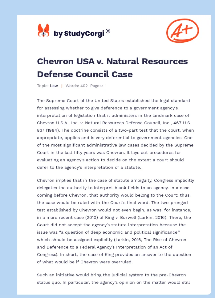 Chevron USA v. Natural Resources Defense Council Case. Page 1
