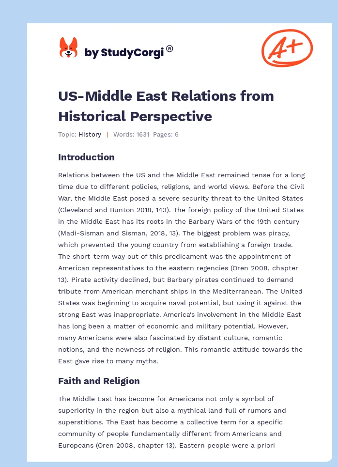 US-Middle East Relations from Historical Perspective. Page 1
