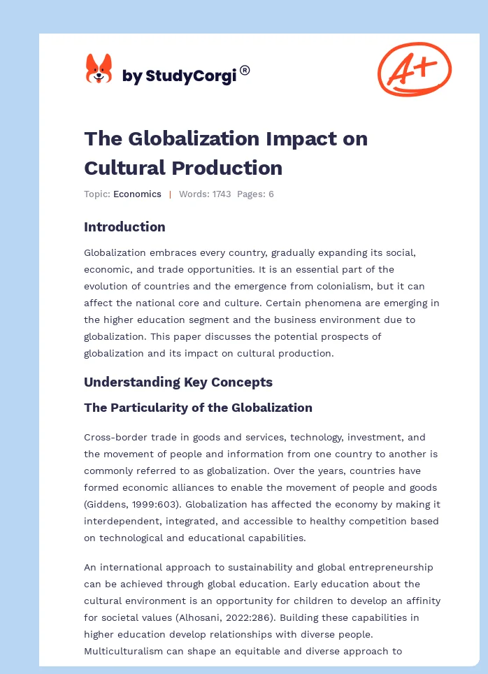 The Globalization Impact on Cultural Production. Page 1