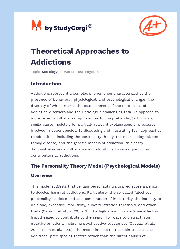 Theoretical Approaches to Addictions. Page 1