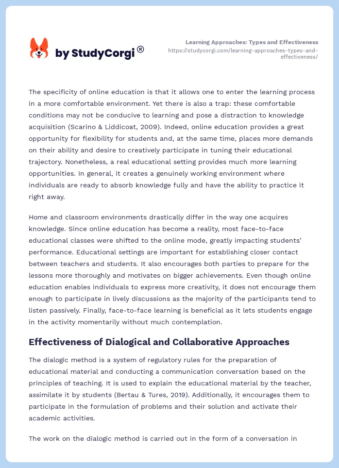 Learning Approaches: Types and Effectiveness. Page 2