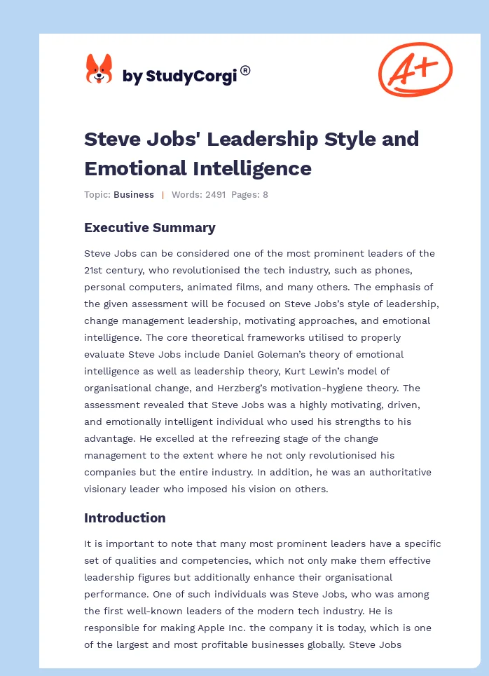 Steve Jobs' Leadership Style and Emotional Intelligence. Page 1