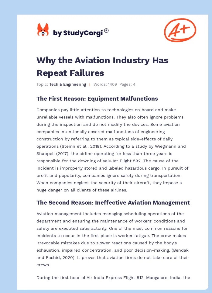 Why the Aviation Industry Has Repeat Failures. Page 1