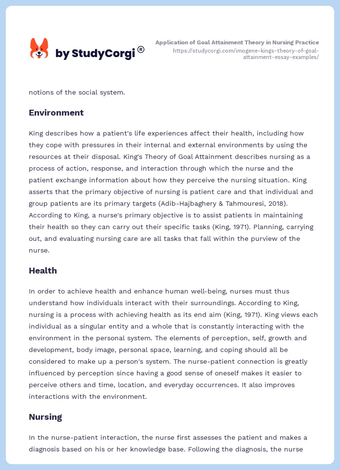 Application of Goal Attainment Theory in Nursing Practice. Page 2