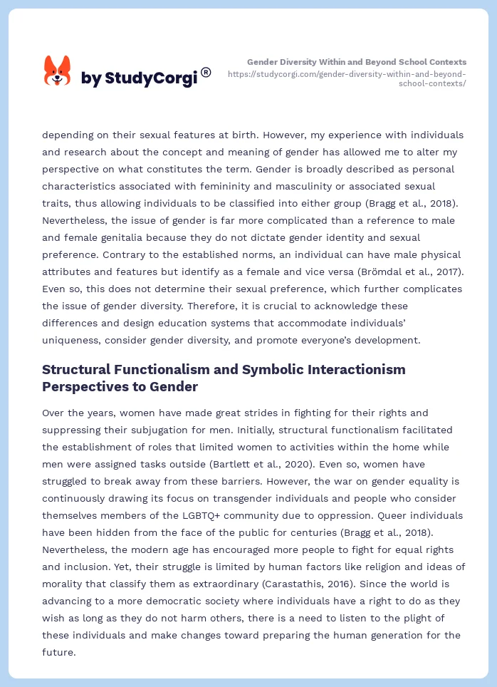 Gender Diversity Within and Beyond School Contexts. Page 2