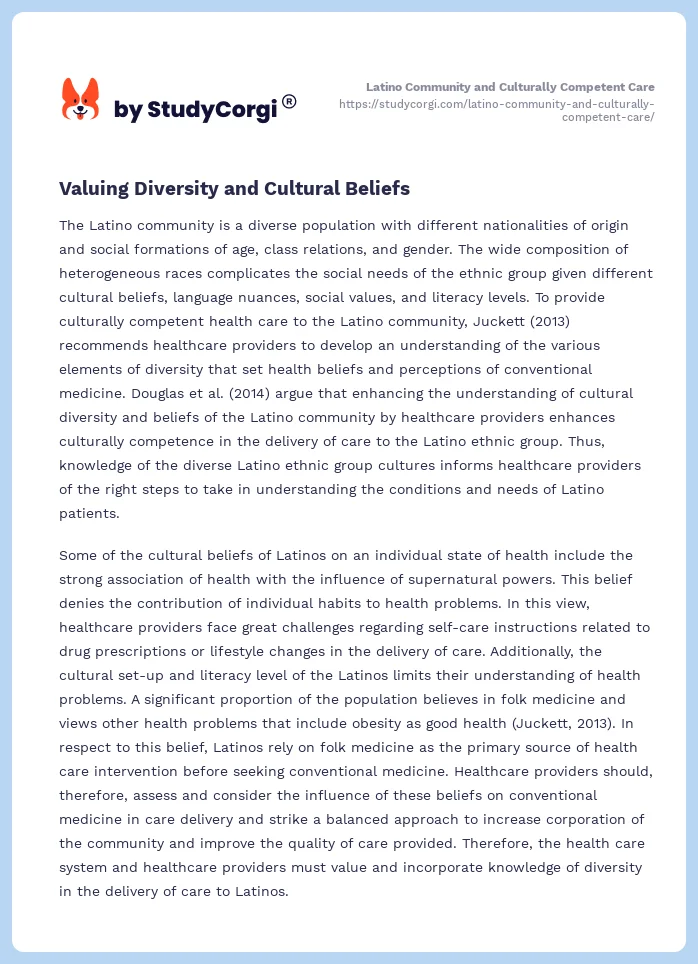 Latino Community and Culturally Competent Care. Page 2