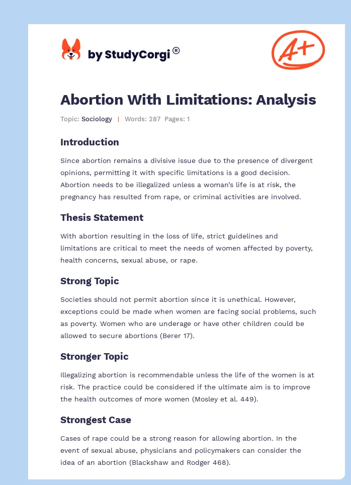Abortion With Limitations: Analysis. Page 1
